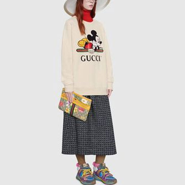 Толстовка (WMNS) Gucci x Disney Co-Branded Oversized Mickey Mouse Pattern Sweater For Beige 469250-XJB8C-9230, кремовый — фото 4