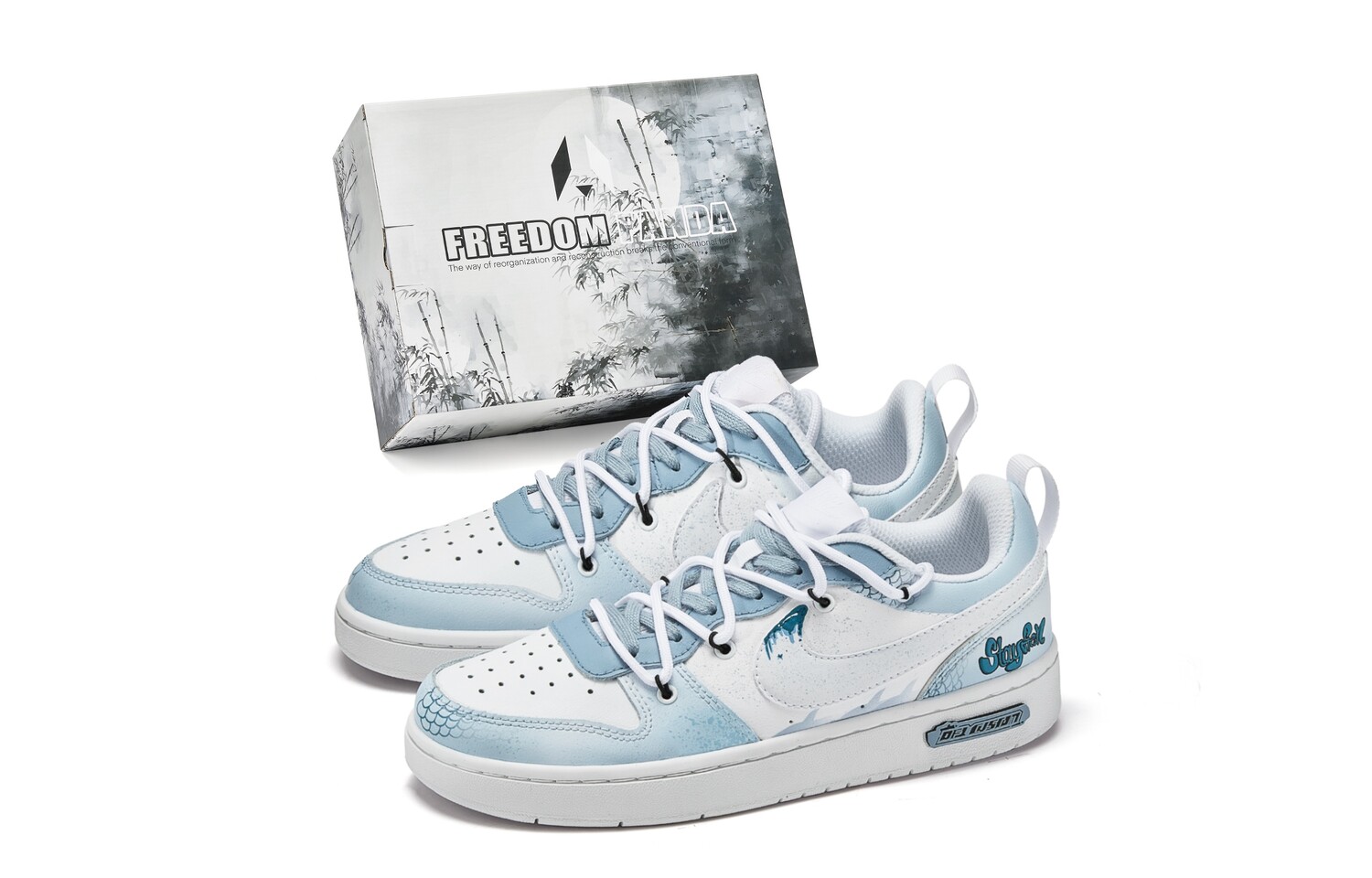 

Кроссовки Nike Court Borough Skateboard Shoes Women's Low-Top White Blue, белый/синий