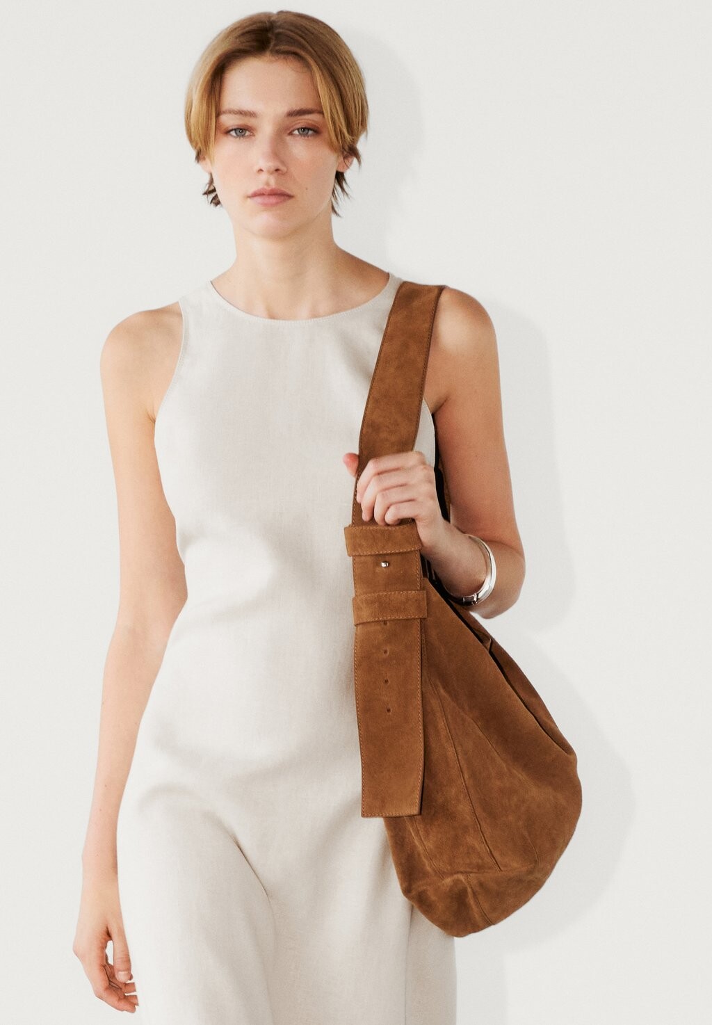 

Летнее платье HALTER NECK MIDI Massimo Dutti, белый