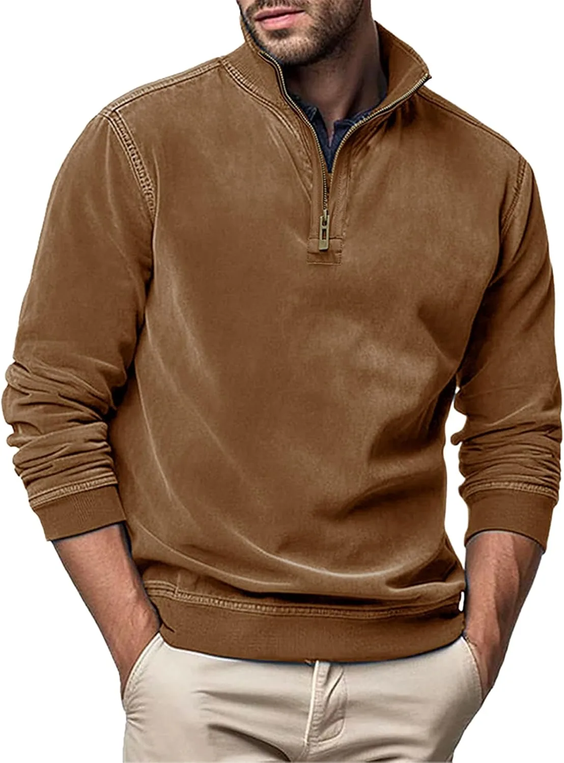 

Marsvovo свитшот мужской, осень-зима, с длинным рукавом, на молнии, теплый, однотонный