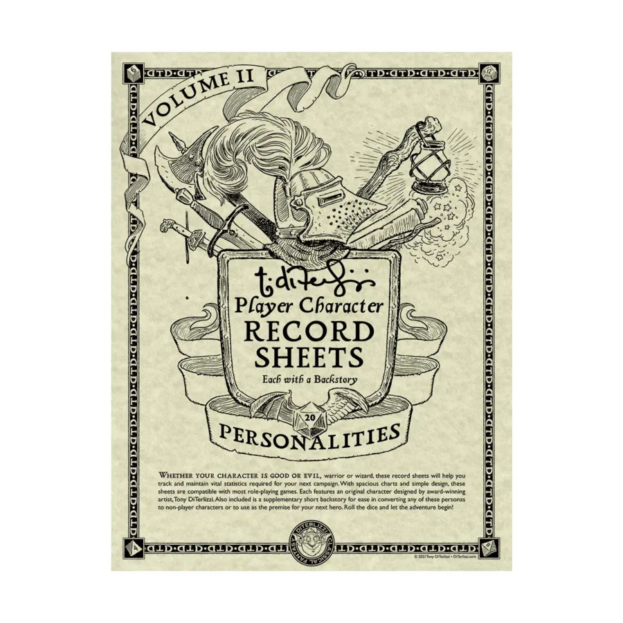 

Листы записей персонажей игроков, том. II, Role Playing Games Accessories (Tony DiTerlizzi)