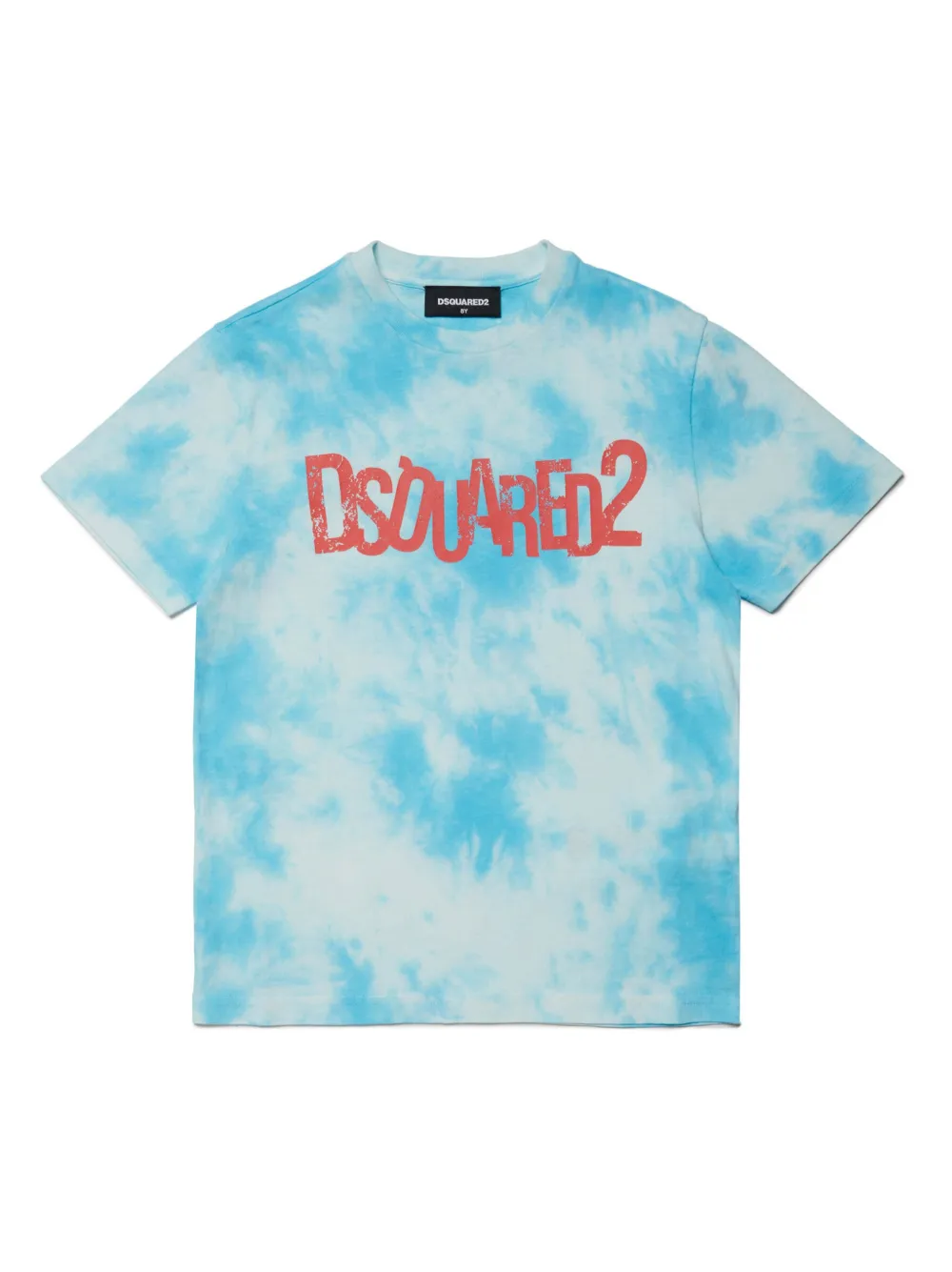 

Футболка с принтом тай-дай и логотипом DSQUARED2 KIDS, синий
