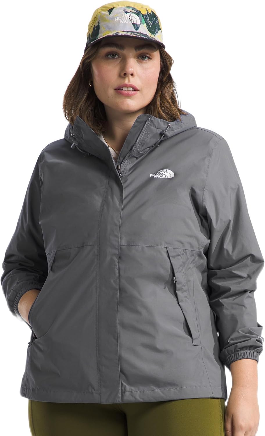 

THE NORTH FACE Женская водонепроницаемая куртка Antora Дышащий дождевик с капюшоном и альпийскими карманами на молнии, Smoked Pearl