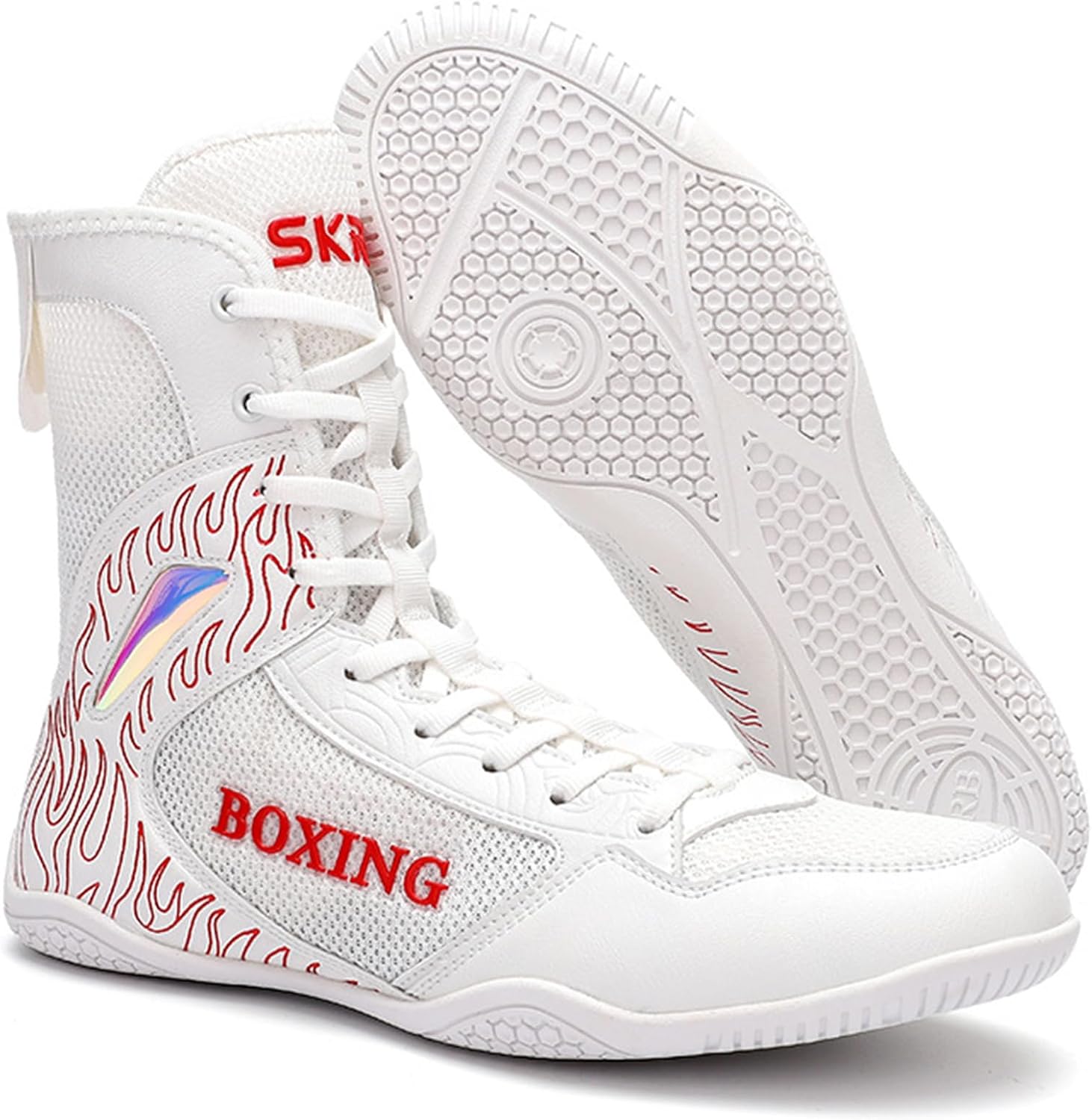 

Борцовки для мужчин, высокие боксерские ботинки, профессиональные легкие для фитнеса, тяжелой атлетики и пауэрлифтинга, для тренировок, занятий спортом и соревнований Hiuzylqx, белый