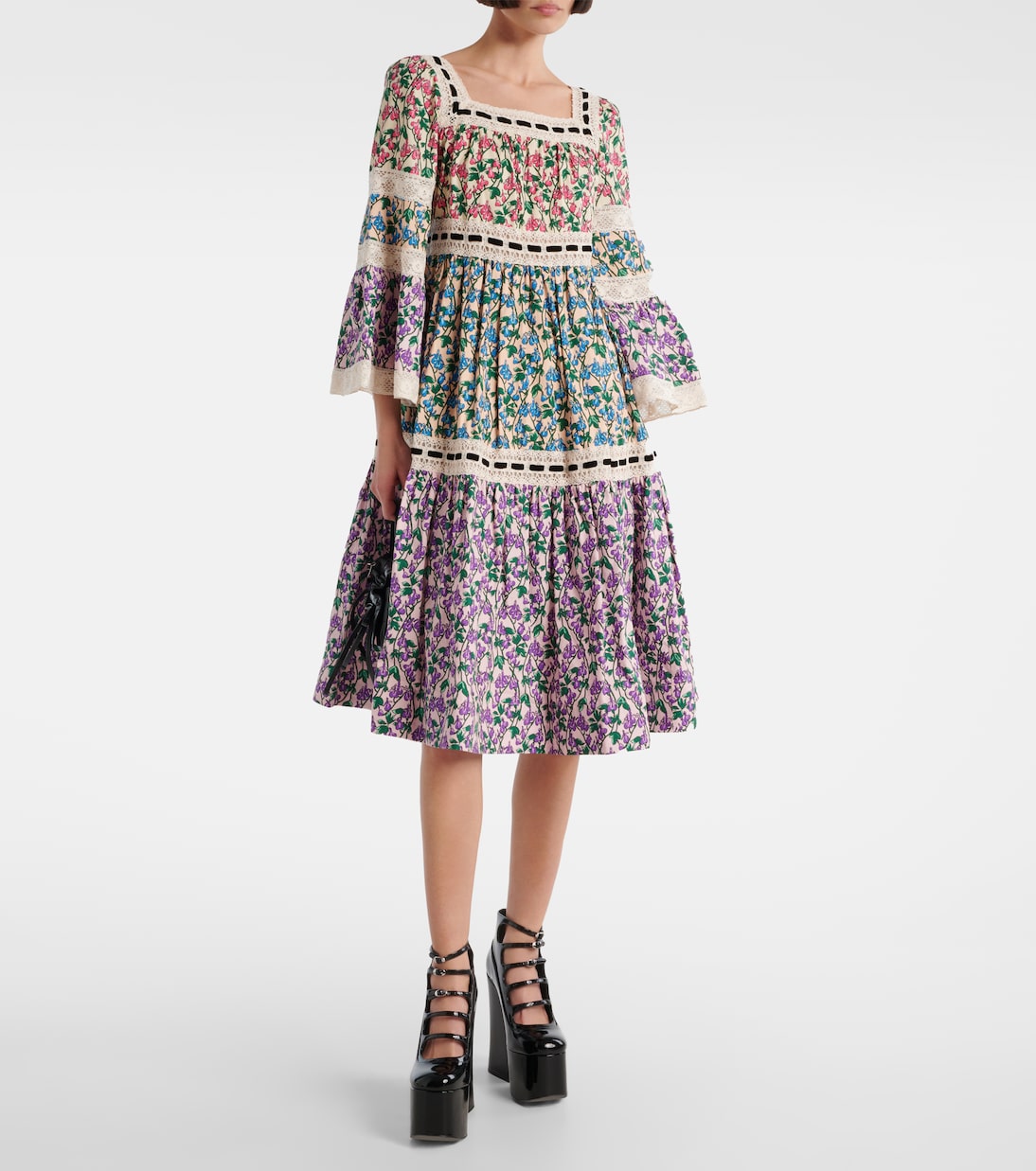 Платье миди из хлопка с цветочным принтом Marc Jacobs, разноцветный — фото 2