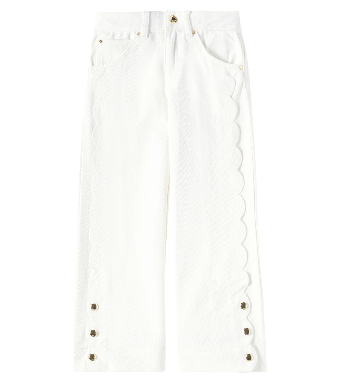 

Джинсы с широкими штанинами и фестончатым краем Chloé Kids, белый