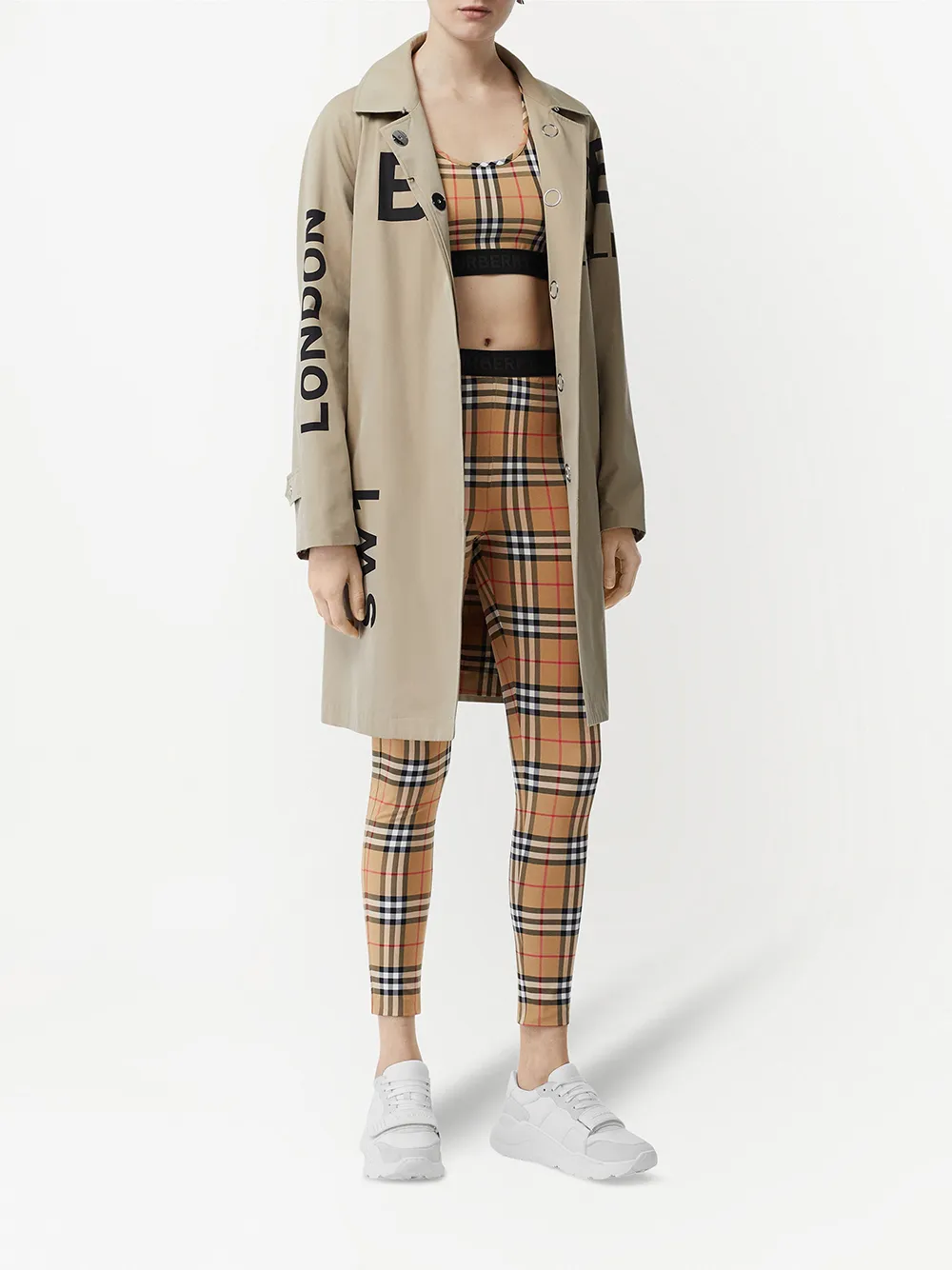 Бюстгальтер BURBERRY Vintage Check, спортивный, коричневый — фото 2