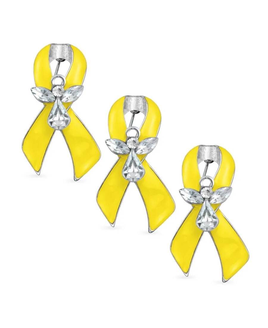 Набор из 3 брошей-ленточек в знак поддержки и солидарности Bling Jewelry, светлый-желтый