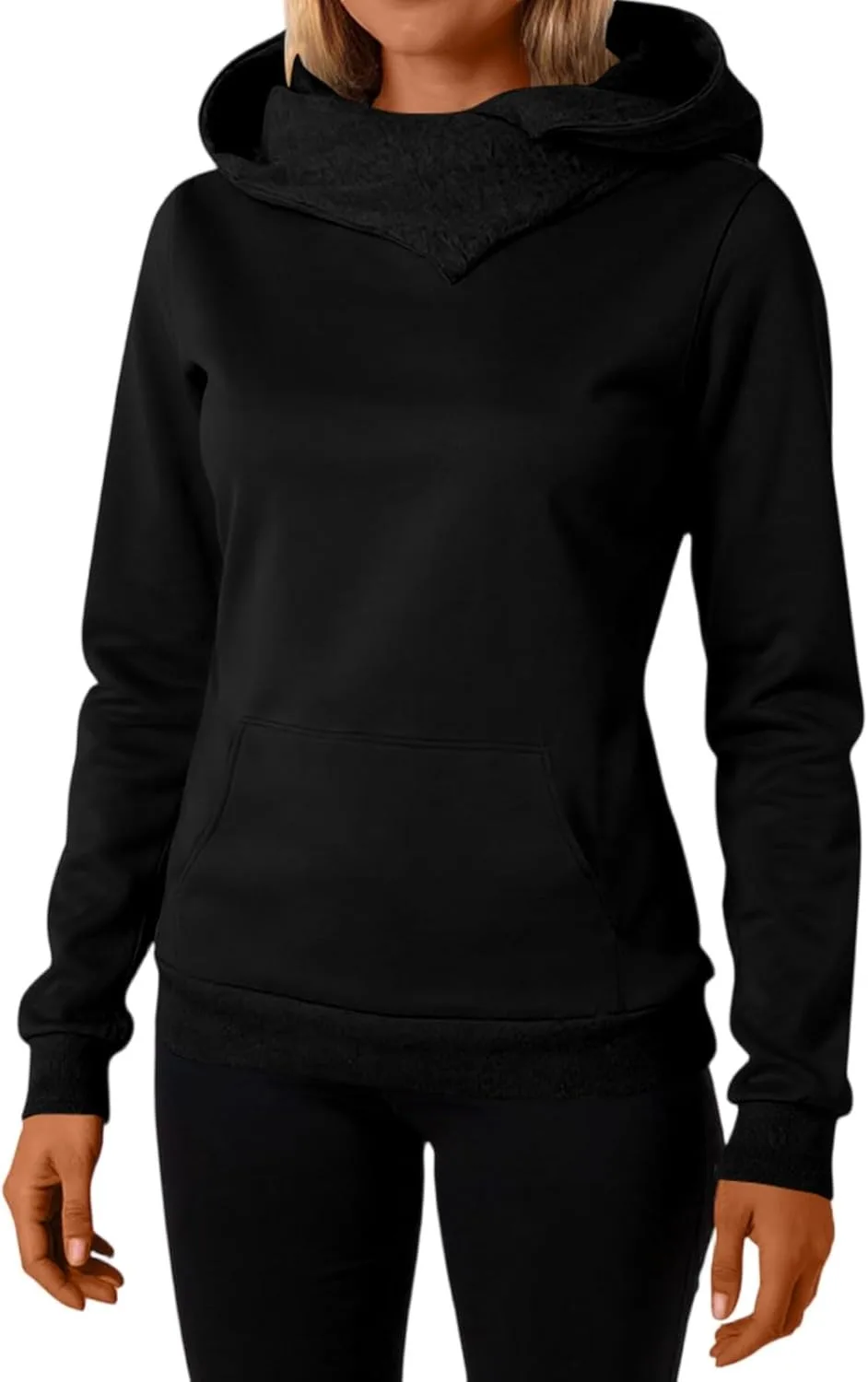 

Женский оверсайз худи с воротником стойкой, легкий свитшот с длинным рукавом