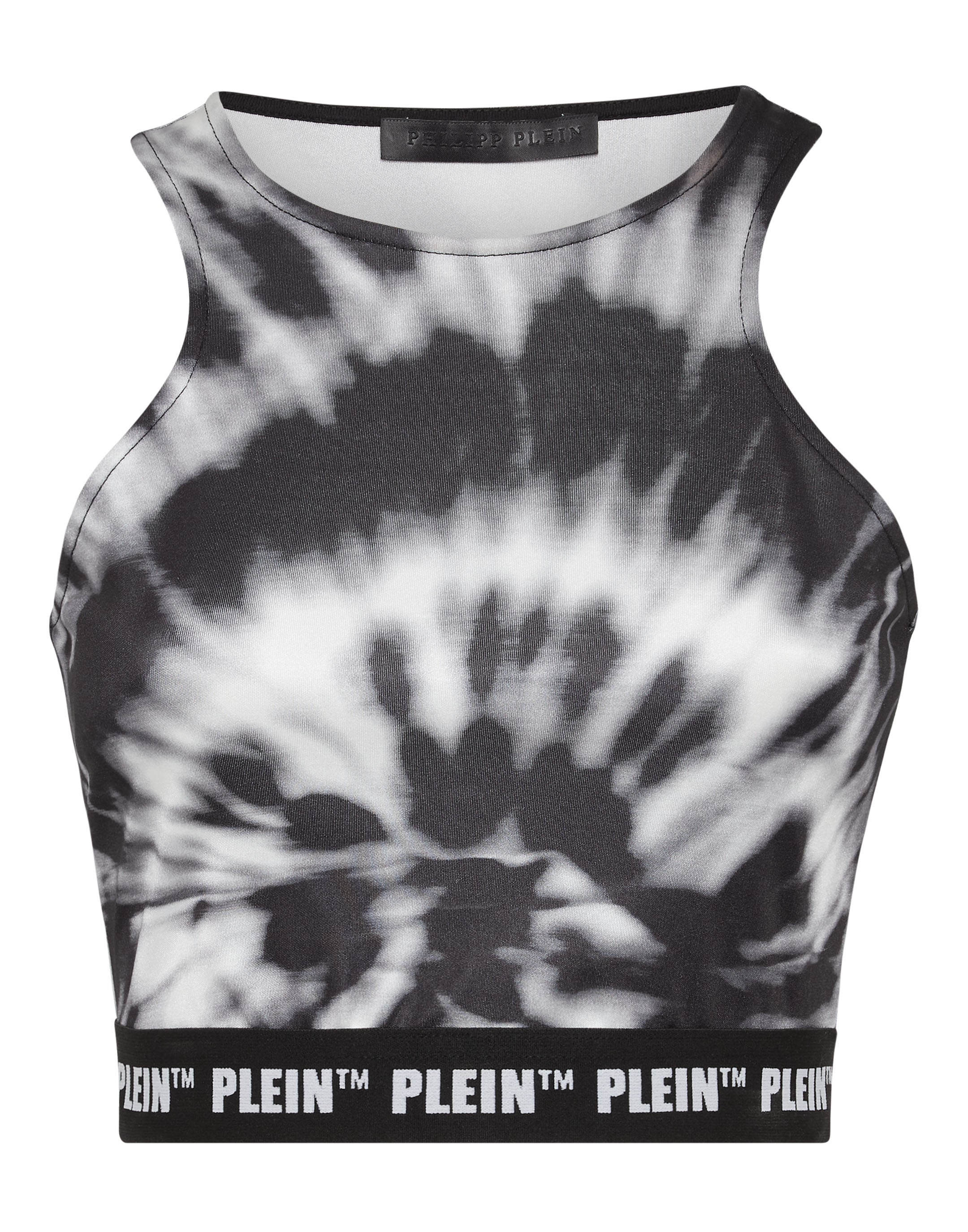 

Укороченный топ Tank Tie Dye PHILIPP PLEIN, черный/белый