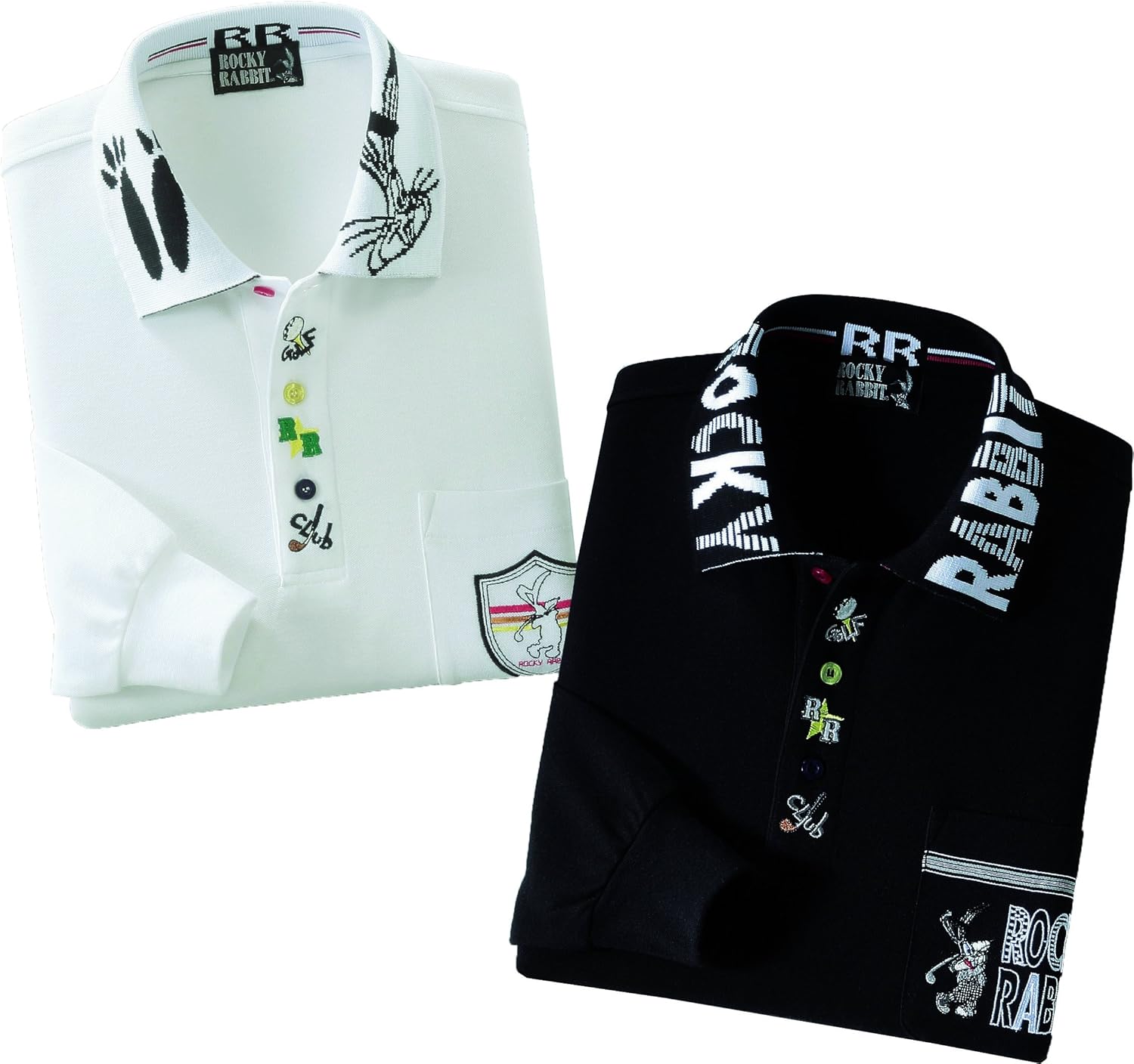 

Рубашка-поло Belluna Rocky Rabbit с вышитым воротником, комплект из 2 цветов, 432506, мужская, белый/черный