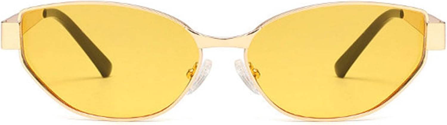 

willochra Милые овальные солнцезащитные очки для женщин и мужчин в стиле ретро, ​​металлические, «кошачий глаз», винтажные, ретро, ​​модные солнцезащитные очки 90-х, C3