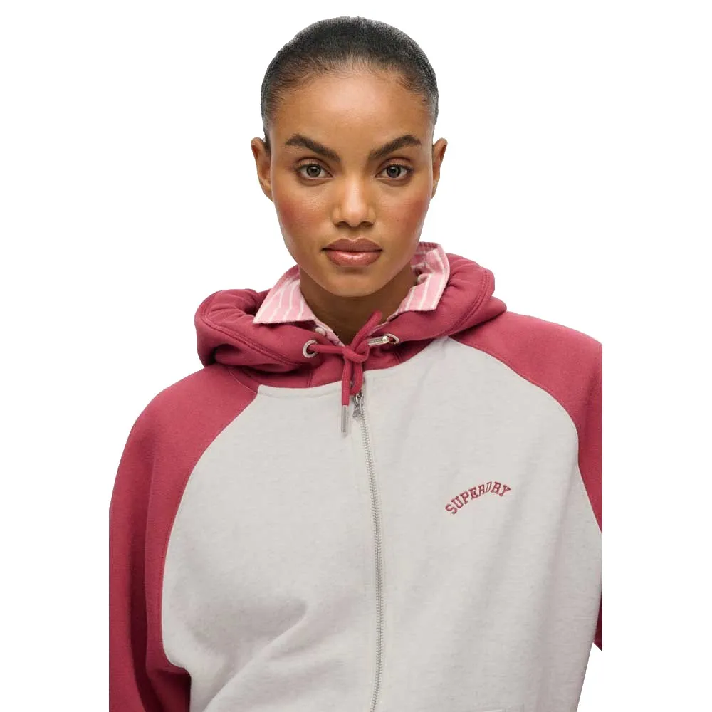 Толстовка Superdry Essential Logo Oversize на молнии по всей длине, красный — фото 4