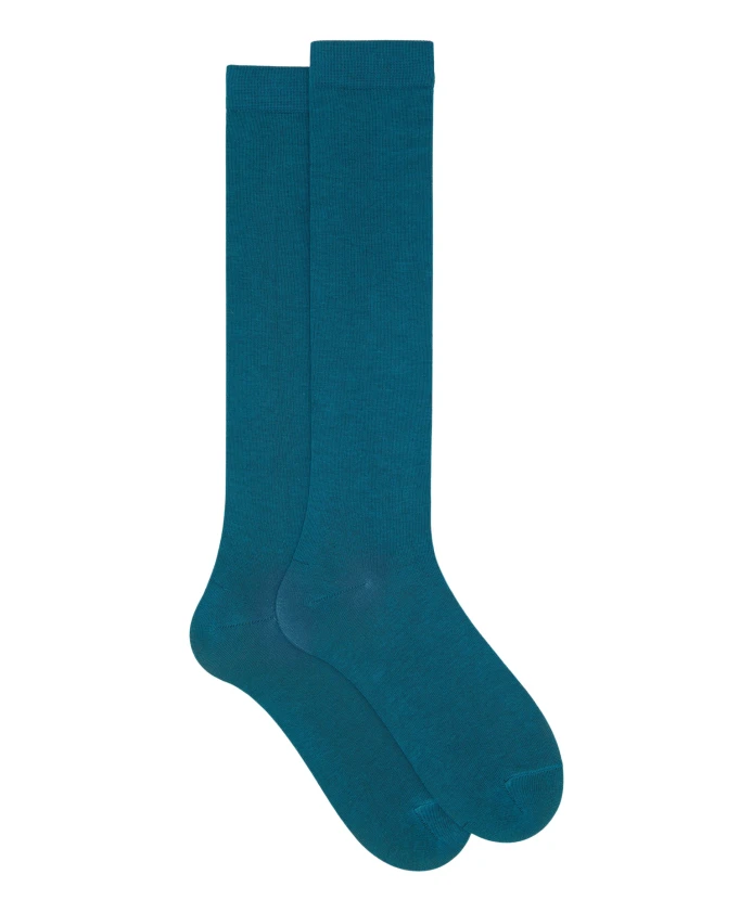 

Мужские длинные синие однотонные хлопковые носки Gallo, синий