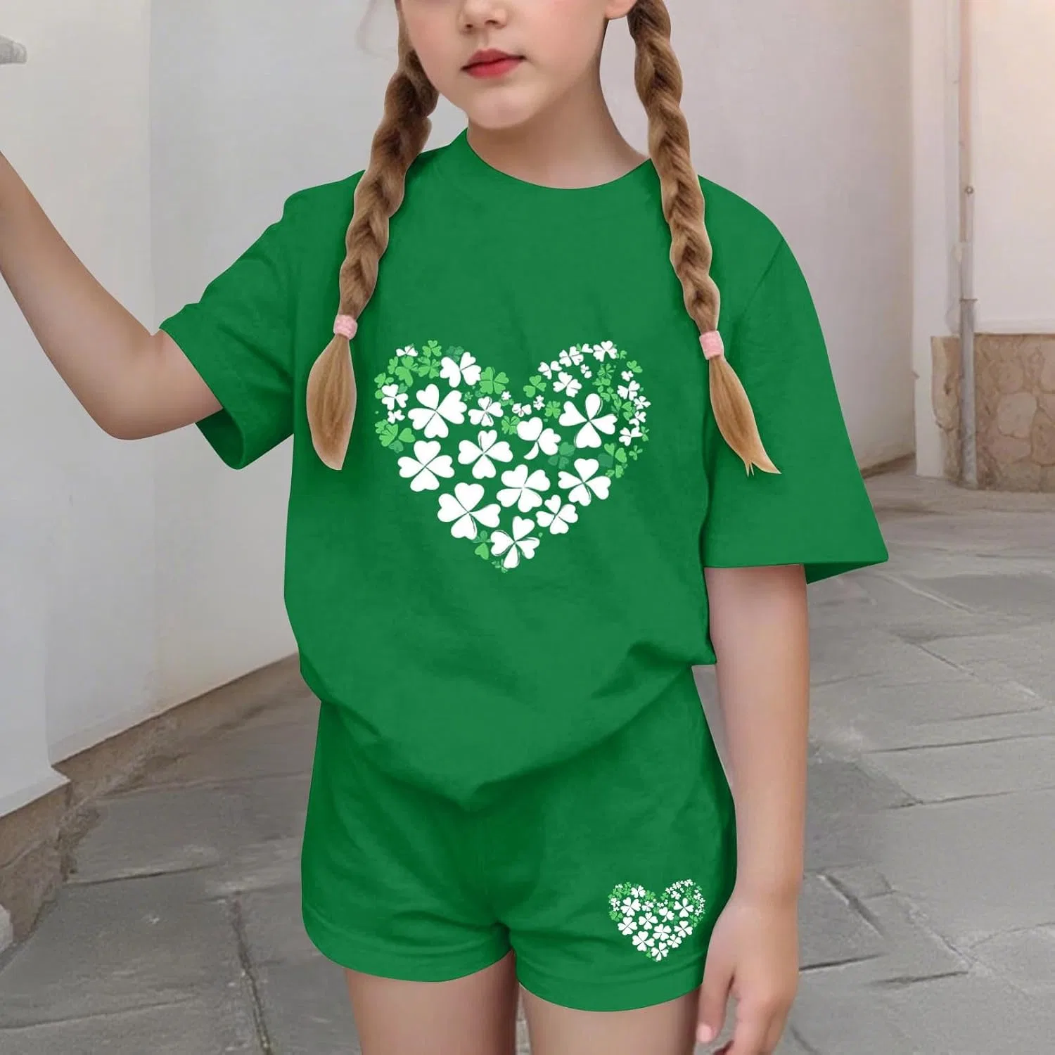 Детский спортивный костюм с принтом Shamrock Zzalalana, зеленый — фото 2