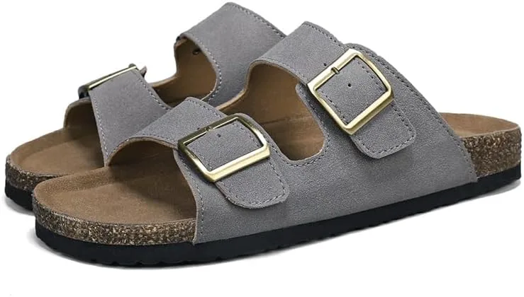 

Мужские сандалии с пробковой стелькой, открытым носком, регулируемые тапочки с поддержкой свода стопы Respeadle, серый