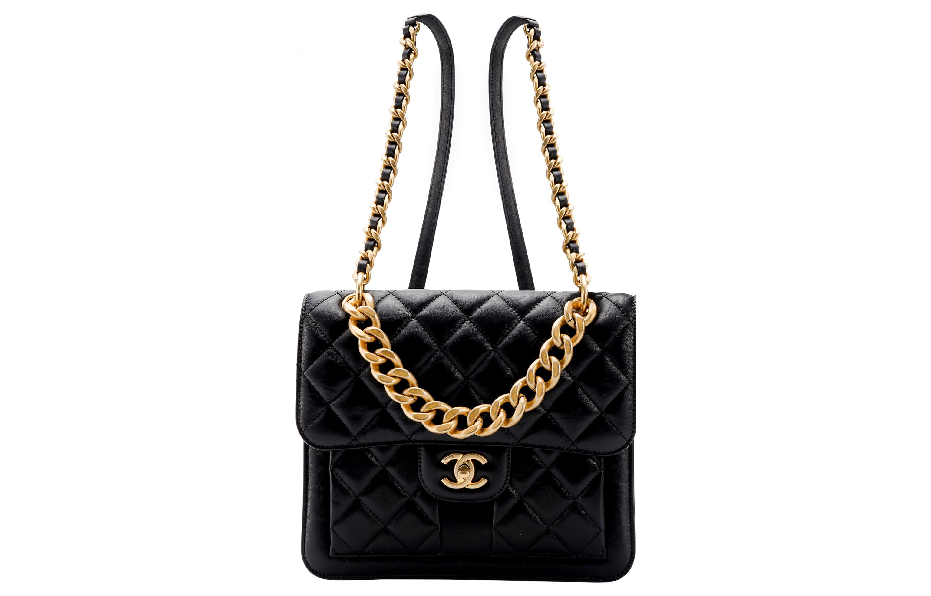 

CHANEL Женский черный рюкзак из коровьей кожи с клапаном
