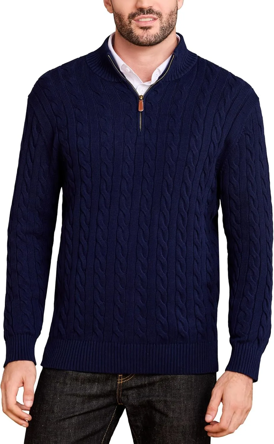 

Мужской свитер-пуловер Kallspin с воротником-стойкой, кабельная вязка, длинный рукав