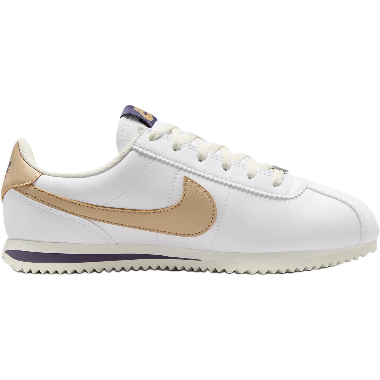 Кроссовки Nike Cortez Slip Resistant с амортизацией, низкие, детские, повседневные, белый/темный виноград/светлый айвори/пенька — фото 2