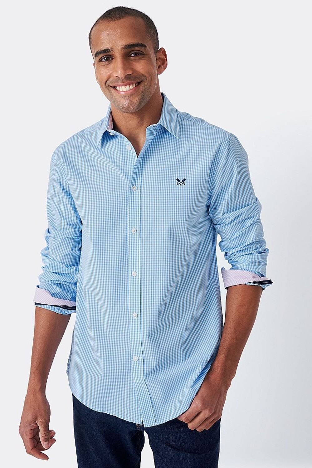 

Рубашка из хлопка в мелкую клетку для одежды Crew Crew Clothing Company, синий