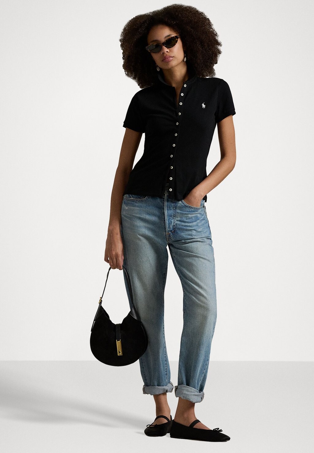 

Блузка на пуговицах BUTTONED PLACKET POLO SHIRT Polo Ralph Lauren, черный