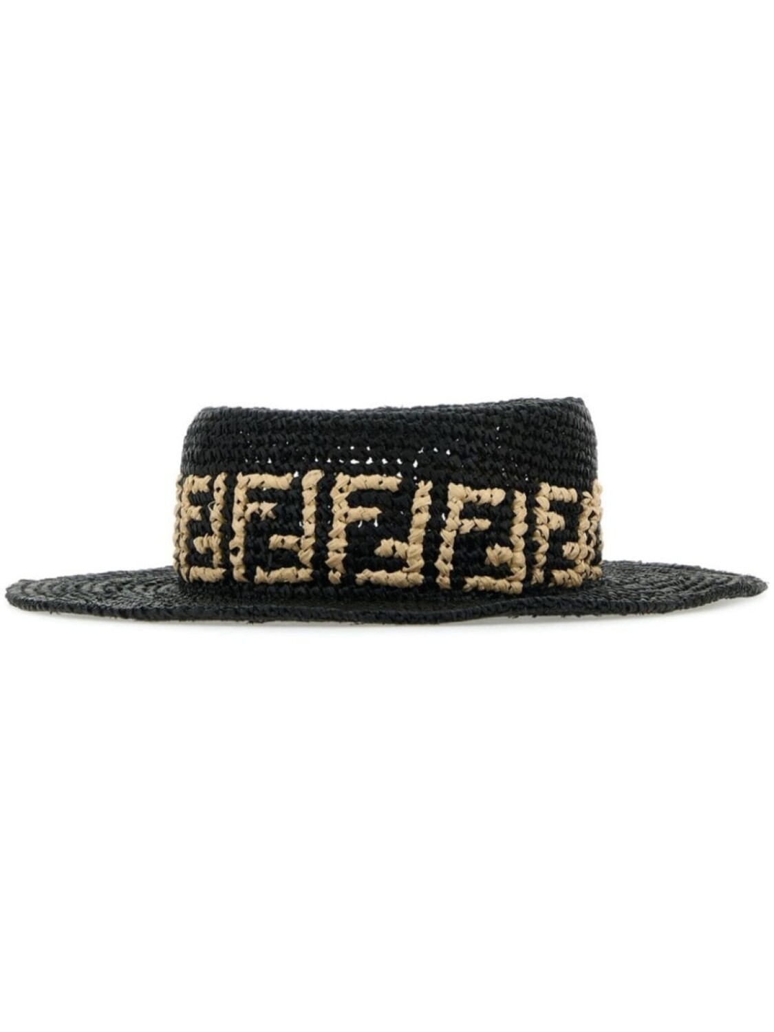 

FENDI шляпа из рафии с монограммным узором, черный