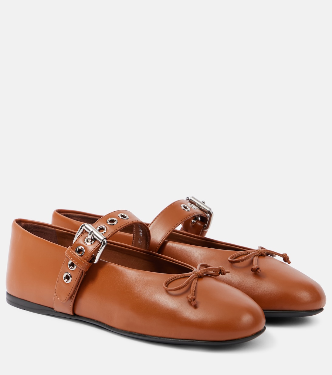 Кожаные балетки Miu Miu, Cognac