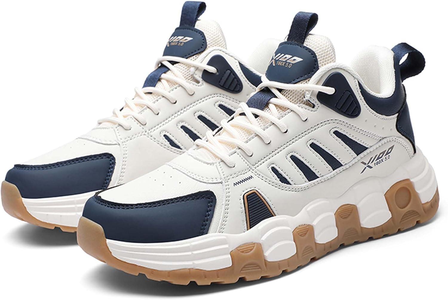 

Мужские кожаные беговые кроссовки для осени и зимы, легкие, модные, с нескользящей подошвой, дышащие спортивные туфли Dzbajrqm, синий