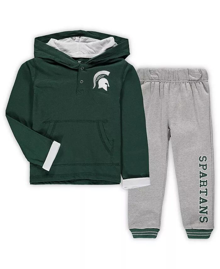 

Комплект из толстовки с капюшоном и спортивных штанов Michigan State Spartans Poppies зеленого и серого цвета для мальчиков Colosseum