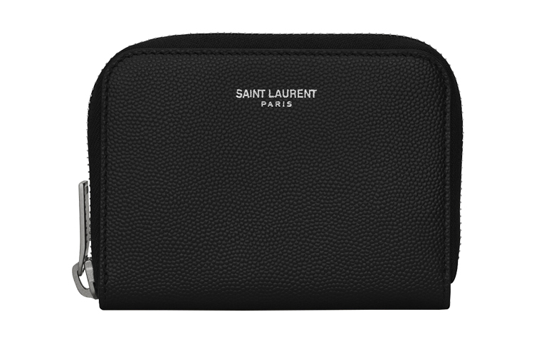 

Тиснёный кожаный кошелёк для монет малого размера мужской чёрный SAINT LAURENT