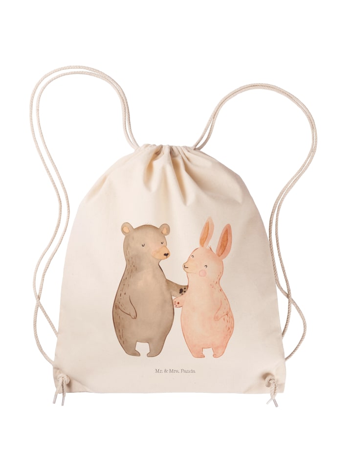 

Mr. & Mrs. Panda Сумка-шоппер с изображением медведя и кролика, без надписи, кремового цвета