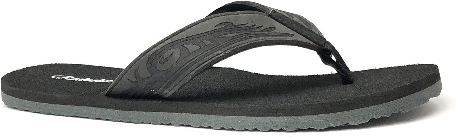 

Мужские пляжные вьетнамки REDVOLUTION с tribal-гравировкой, стильные повседневные сандалии, черный