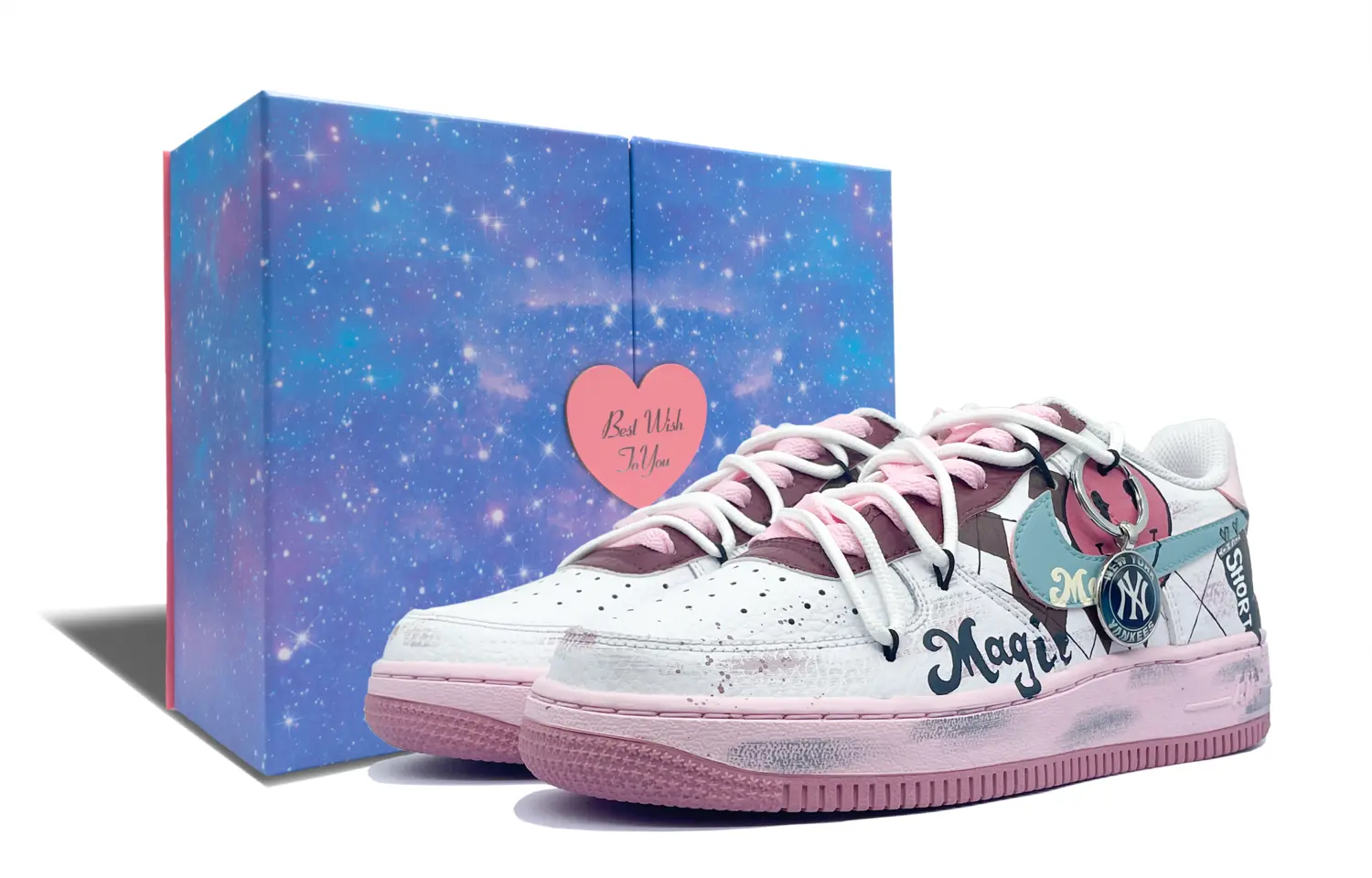 

Кроссовки Nike Air Force 1 Skateboarding Shoes Women's Low-top Pink/Red, розовый