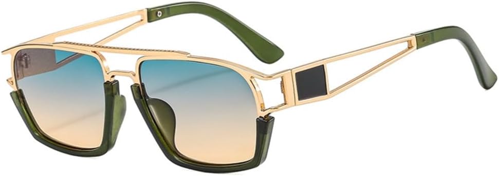 

Винтажные панк-солнцезащитные очки большого размера для мужчин и женщин, ретро-солнцезащитные очки с градиентной оправой из сплава, защита от УФ-излучения UV400 LANGSER, C6 Green Yellow