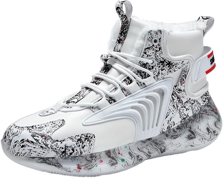 

Мужские модные зимние ботинки с теплой плюшевой подкладкой, удобные нескользящие термокроссовки для мужских активностей на свежем воздухе, зима Hhhchpm, белый