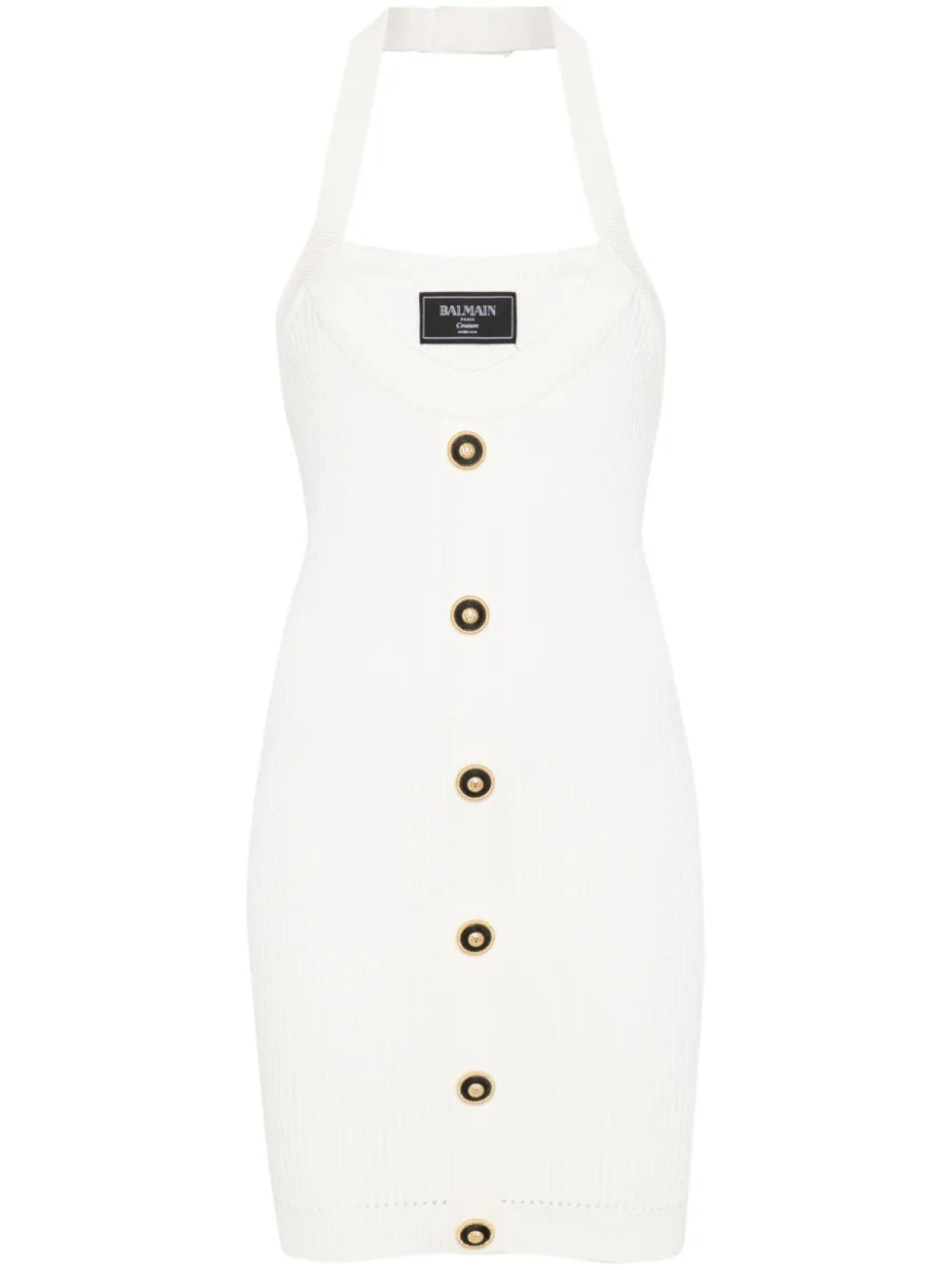 

Платье мини в рубчик Balmain, белый
