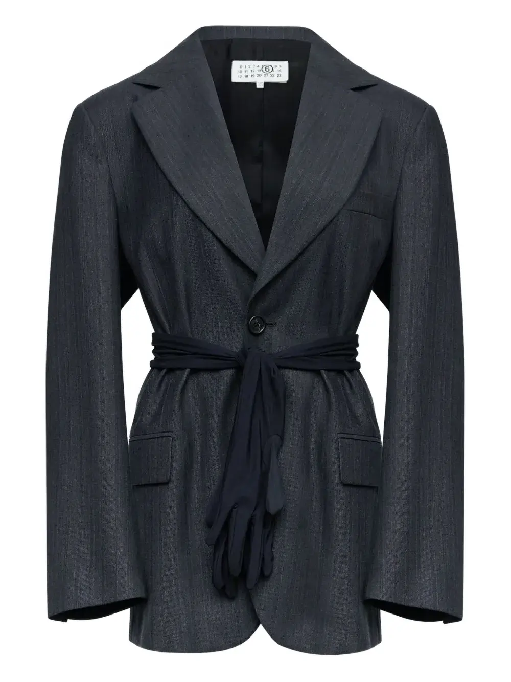 

Блейзер в тонкую полоску Mm6 Maison Margiela, серый