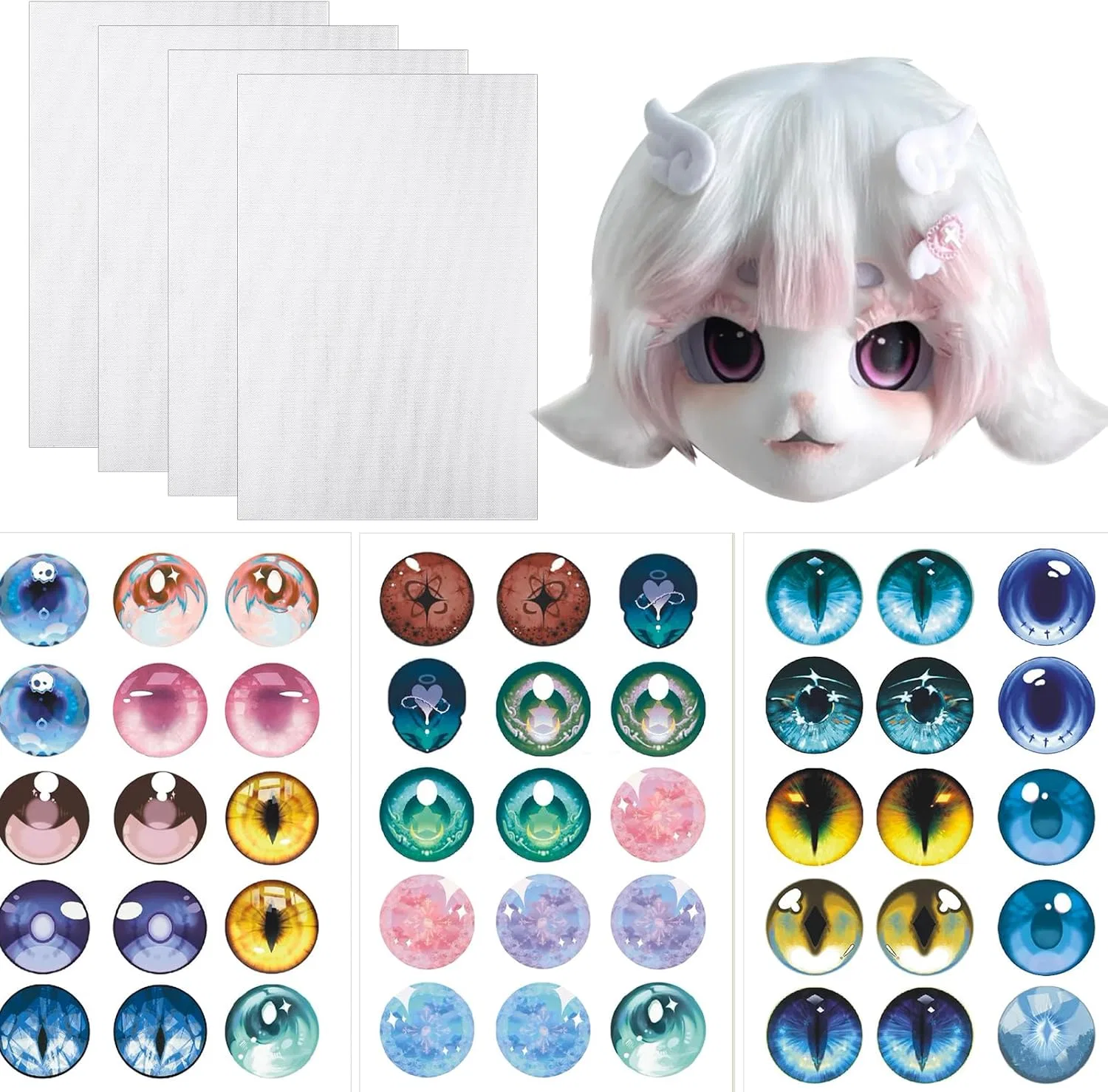 Набор сетчатых наклеек для глаз Therian для масок Furries Yccokjj, Colour B