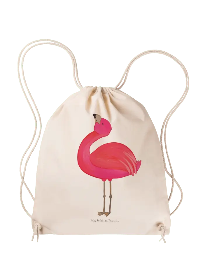 

Спортивная сумка Mr & Mrs Panda Sportbeutel Flamingo Stolz ohne Spruch, кремовый