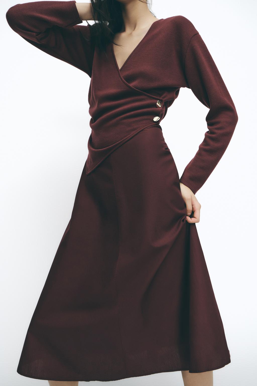 

Платье с застежками ZARA, цвет Aubergine