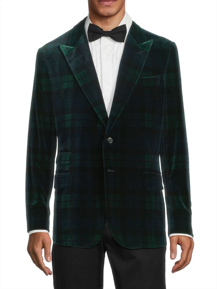 

Спортивное пальто Kent Blackwatch Tartan Velvet Ralph Lauren Purple Label, черный
