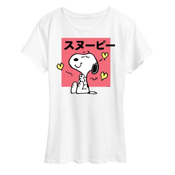 

Женская футболка с принтом «Peanuts Tokyo Snoopy Hearts» Licensed Character, белый