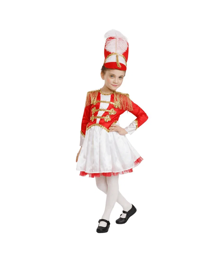 Костюм барабанщицы-мажоретки для девочек младшего возраста Dress Up America, красный/белый