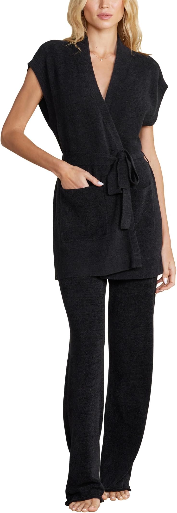 

Свитер Barefoot Dreams CozyChic Ultra Lite Waist Tie Vest, черный