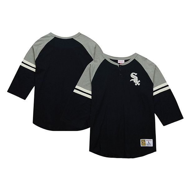 

Мужская черная футболка henley 3/4-sleeve chicago white sox cooperstown collection legendary raglan slub Mitchell & Ness