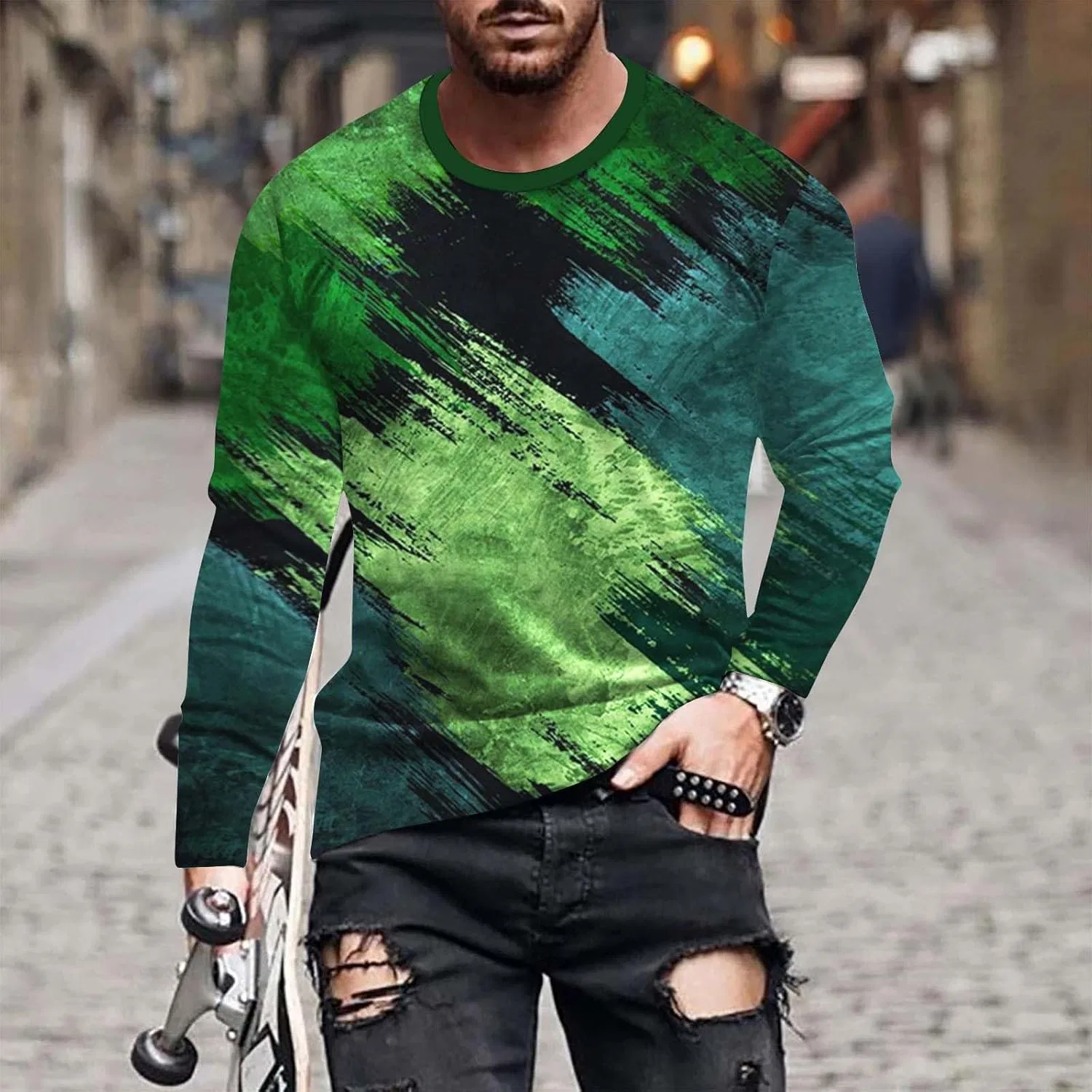 Спортивный топ с длинным рукавом, лодочкой и камуфляжным принтом, Generic, P-788 Army Lime Green — фото 2