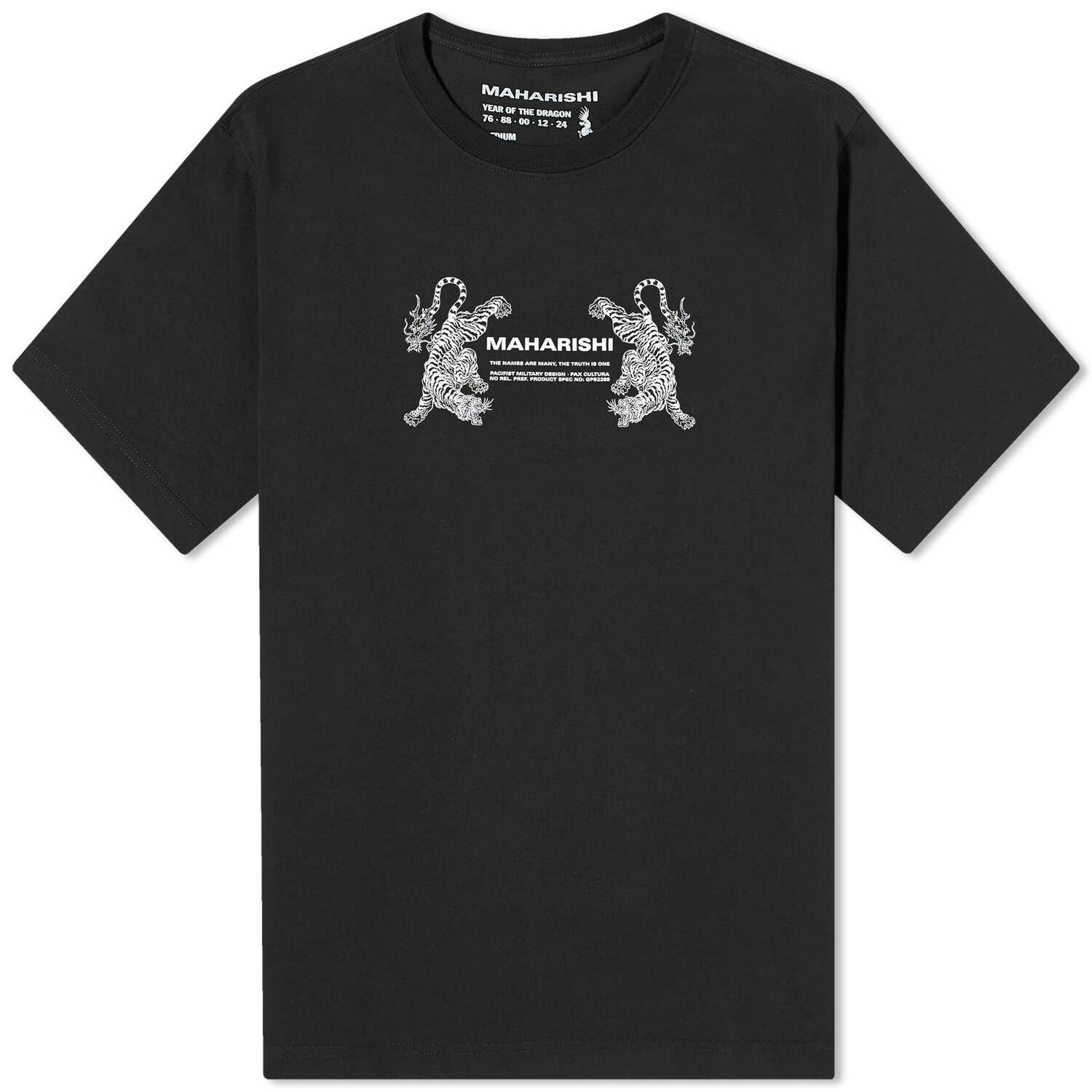 

Футболка Maharishi Double Tigers Miltype T-Shirt, черный