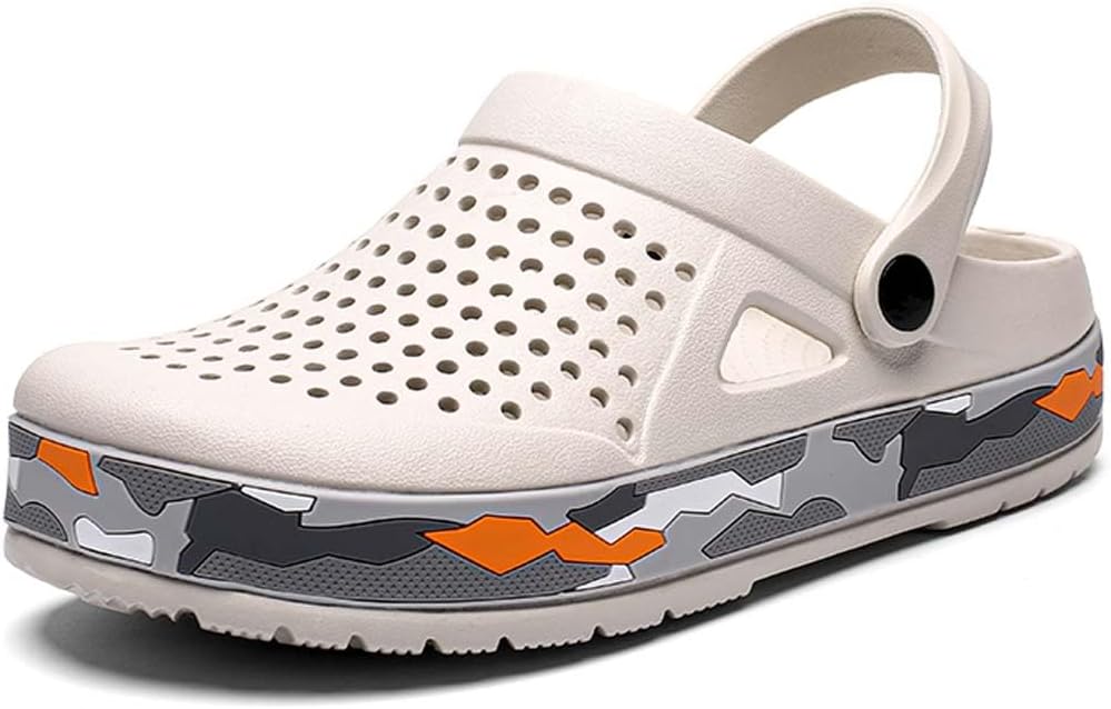 

HYDLONGR Мужские и женские дышащие верхние нескользящие плоские садовые сандалии, пляжные тапочки, сабо, мюли, обувь для дома и улицы, белый