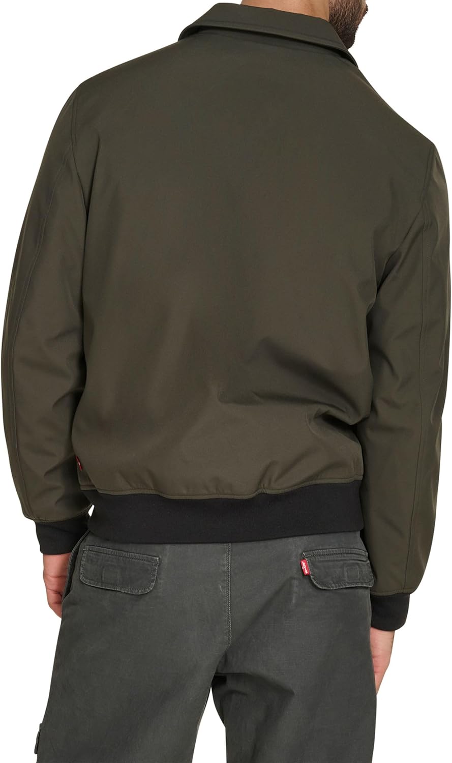 Мужская легкая куртка-бомбер Levi's из мягкой ткани софтшелл Varsity Rib Knit, Olive — фото 4