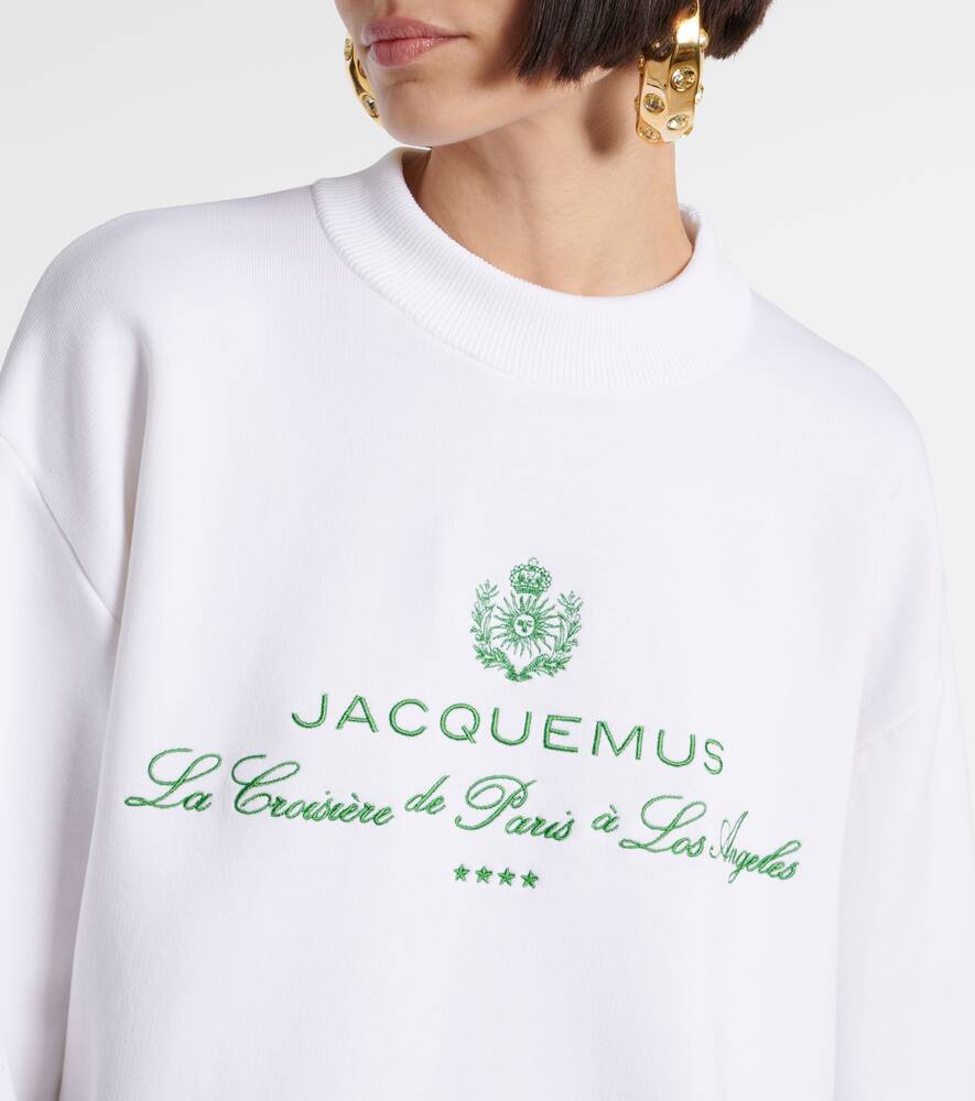 Винсовый свитшот из хлопковой смеси с вышивкой Jacquemus, Hotel Address White — фото 4